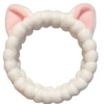 Bandeau Chat en Peluche – Corail (Accessoire Beauté Mignon)